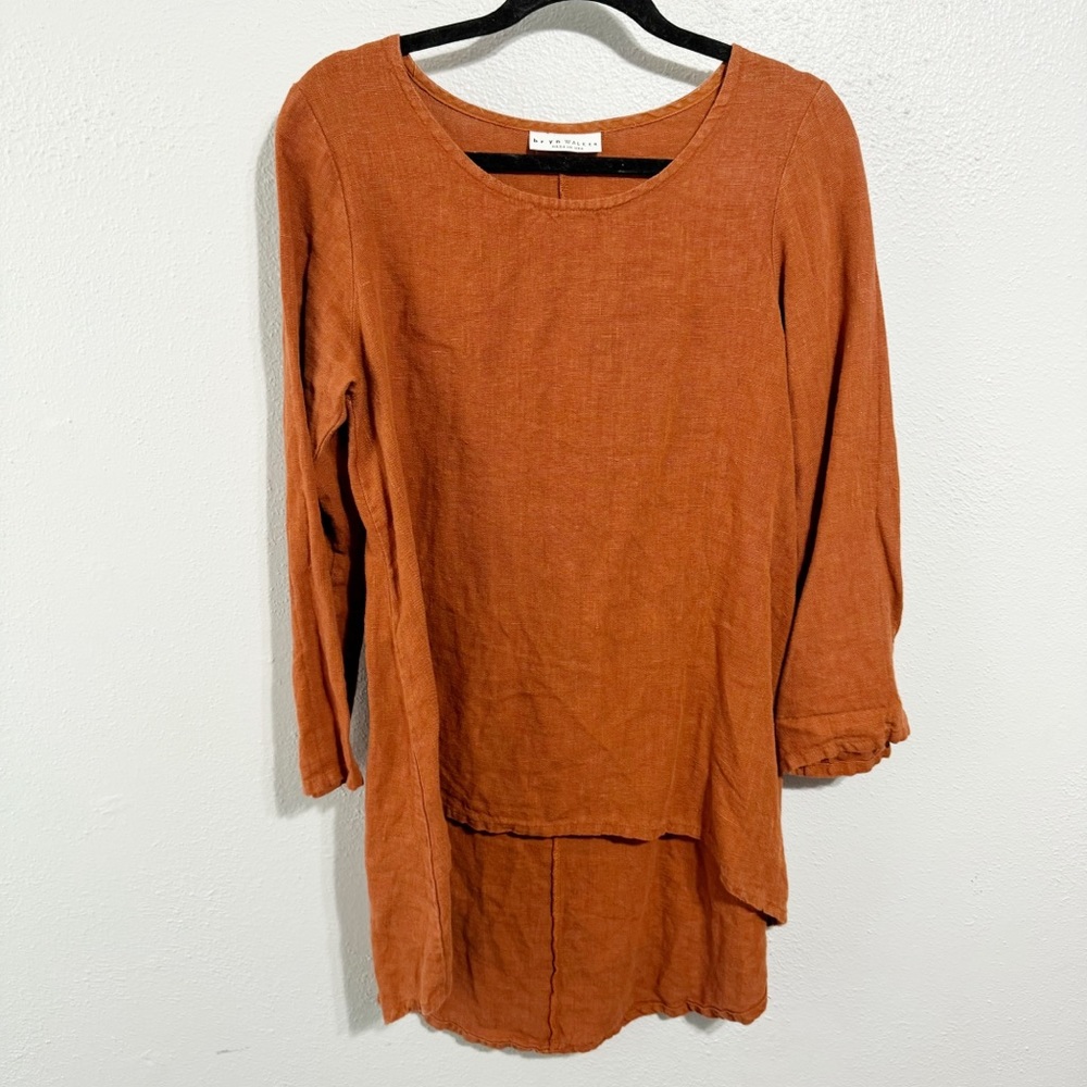 Bryn Walker Linen tunic rust size xs oversized fit lagenlook